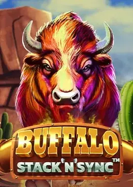 Buffalo slot with synced reels and stack features.